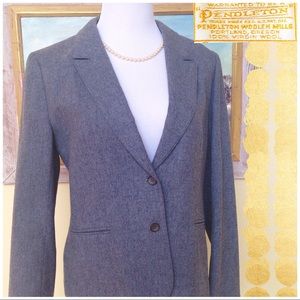 Vintage Pendleton Gry Fitted lined Virgin wool Blz